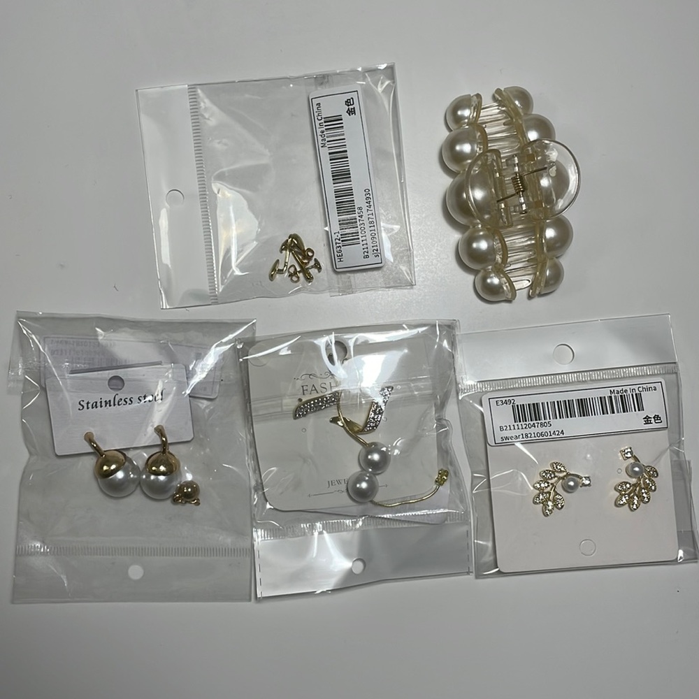 Earrings and hair claw